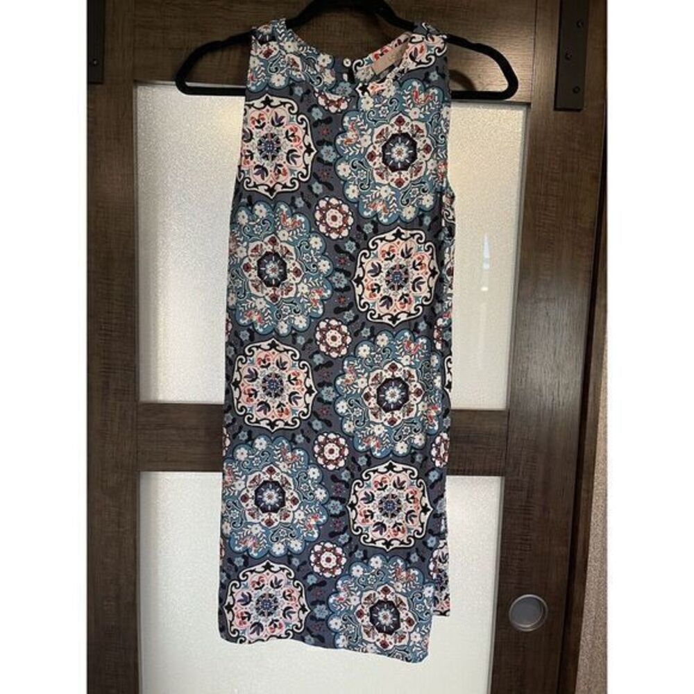 Ann Taylor LOFT Womens XS Blue Floral Medallion‎ Paisley Print Shift Dress